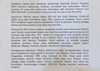 PBNU Desak Pemerintah Tiongkok Tidak Main-Main dengan Kedaulatan NKRI