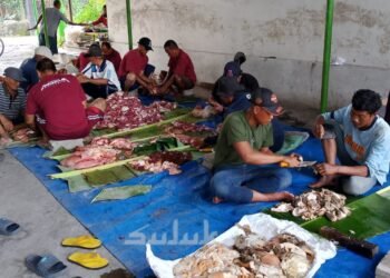 Seharian, Warga NU Kayangan Bagi Daging Kurban